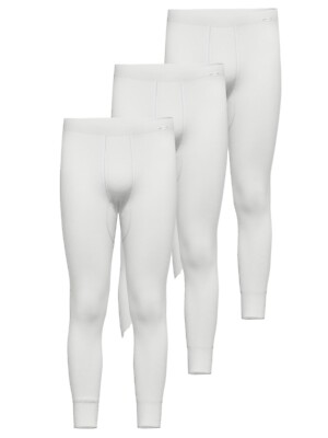 Ammann Feinripp Premium 181880 3er Pack Herren Hose lang mit Eingriff in Weiss