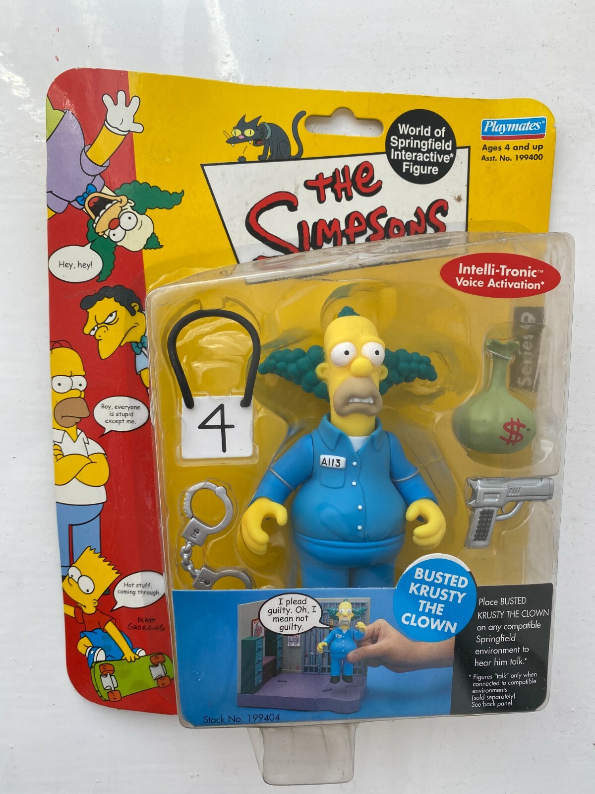 BNIB Playmates World of Springfield Simpsons Series 9 Busted Krusty the Clown Action Figure WOS Vintage Collectible