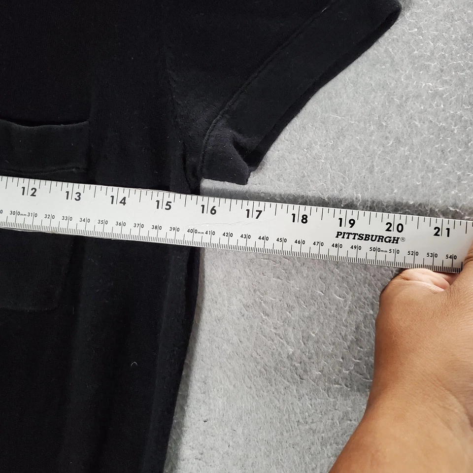 James Perse Women Shirt Dress 3 Black Cashmere Blend Knit Smocked Waist - Image 2 of 4