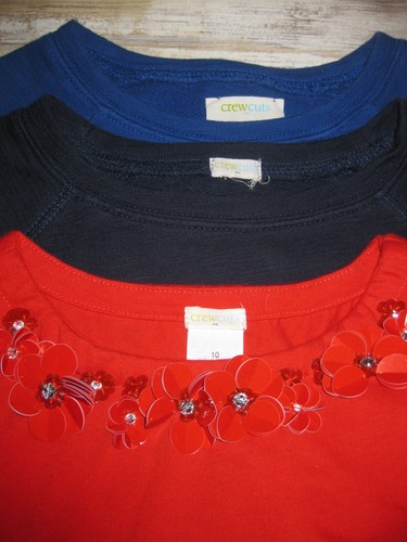CrewCuts Girls 8 10 Embellished Long Sleeve Sweat Shirts Lot Blue Red - Picture 2 of 7