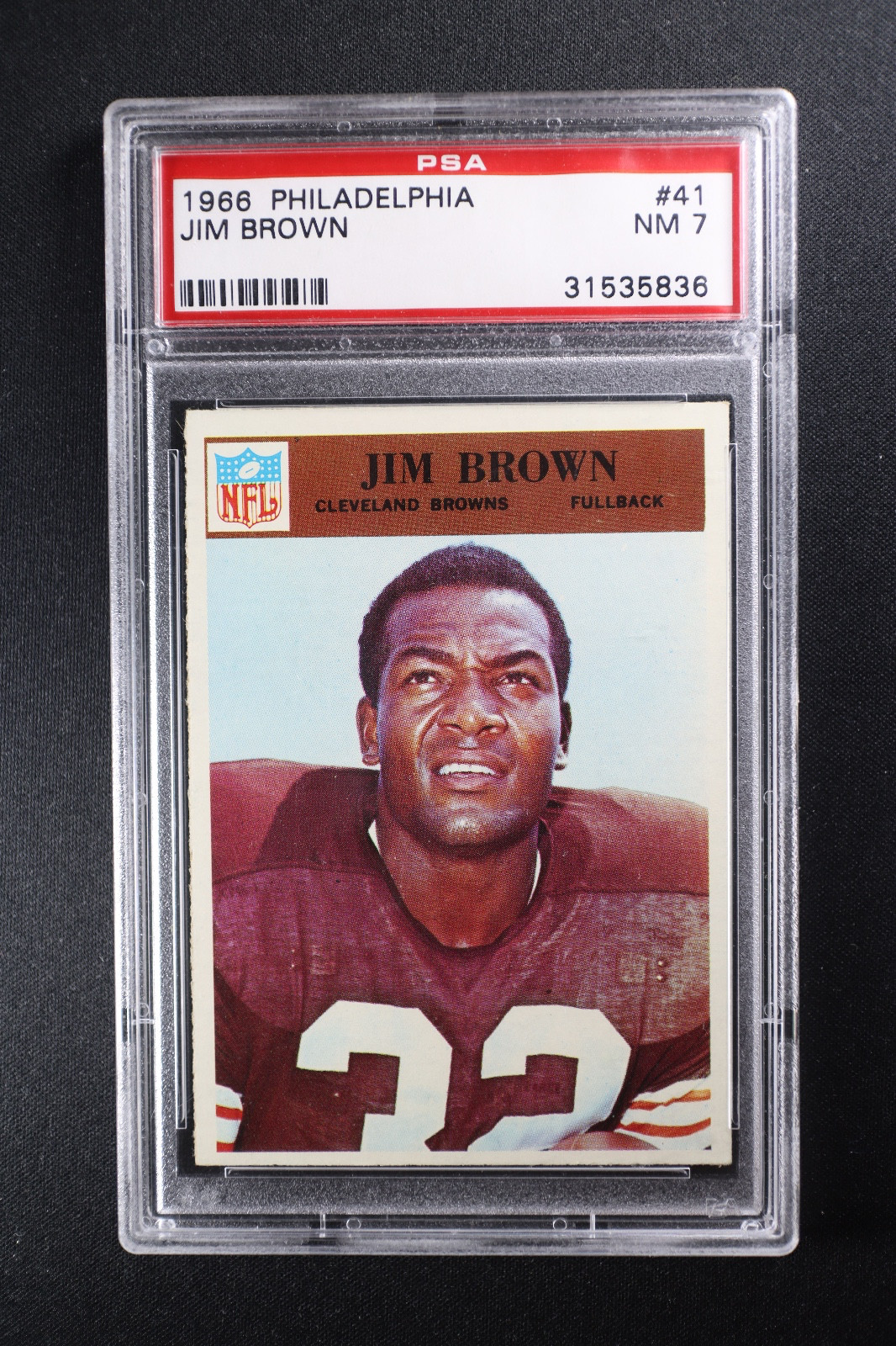 1966 Philadelphia Football #41 Jim Brown Cleveland Browns HOF PSA 7 Near Mint