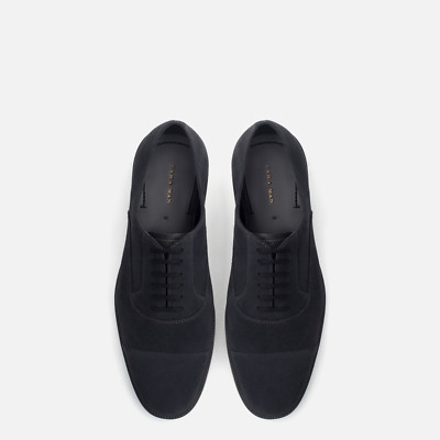 NWTS ZARA MAN Navy Blue White Leather Lace Up Oxford Casual  display picture 1