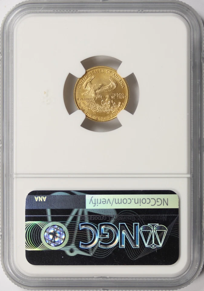 2005 $5 Gold American Eagle NGC MS69 1/10oz .9167 Fine - Image 2 of 4