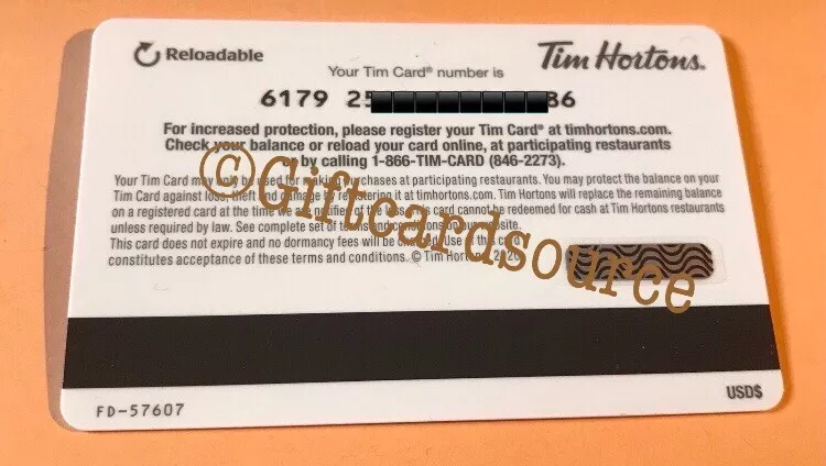 2020 TIM HORTONS COFFEE GIFT CARD BREAKFAST SANDWICH & TIMBITS NO VALUE US  NEW