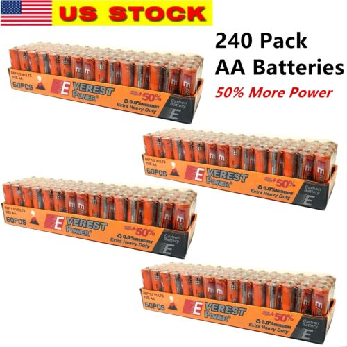 240 AA Batteries Extra Heavy Duty 1.5v. Everest Wholesale Lot 50% More Power - Picture 1 of 1