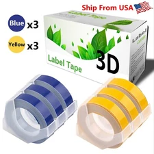 (3Blue+3Yellow) LabelTape 3D Fit For Dymo 1595GYCP 1540 Dymo 814580