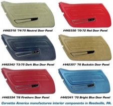 1970 - 1977 Corvette Door Panels Standard in ALL Factory Colors Pair C3 NEW