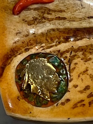 ANTLER BELT BUCKLE INLAID STONE VINTAGE / ANTIQUE VINTAGE / ANTIQUE ANTLER BELT BUCKLE INLAID STONE + ARROW  main image 4