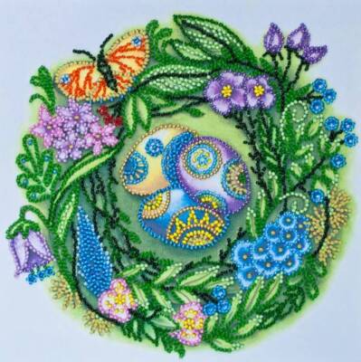 Midi Bead embroidery kit Easter wreath DIY Embroidery Kit beadwork pattern