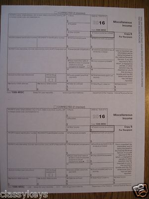 2016 IRS Tax Form 1099-MISC 5-Part Carbonless Set - Single Sheet For 2 Recipients, Scannable By IRS 7 thumbnail image