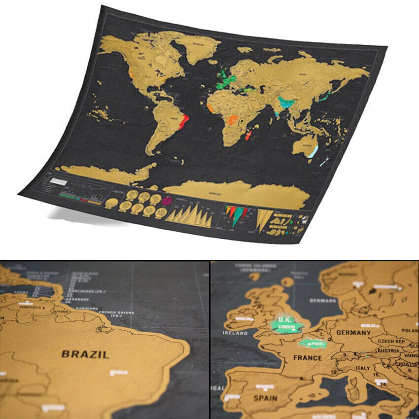 24x18 Large Scratch-Off World Map - Personalized Travel Adventure Tracker - Golden Scratch Surface, Watercolor Design - Made in USA 24x18 Large Scratch-Off World Map - Personalized Travel Adventure Tracker - Golden Scratch Surface, Watercolor Design - Made in USA