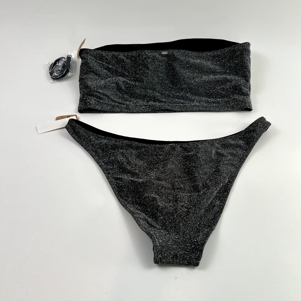 Victoria's Secret PINK Bandeau Top & High Waist Bottom Bikini Set Gray XXL NWT - Image 3 of 4