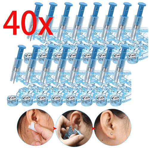 40X Disposable Ear Studs Piercing Gun Ear Stud Piercer Earrings Machine Tool - Picture 1 of 11