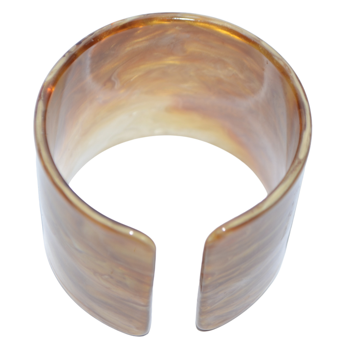 Vintage Acrylic Cuff Bracelet Brown Gold Swirl Mo… - image 9