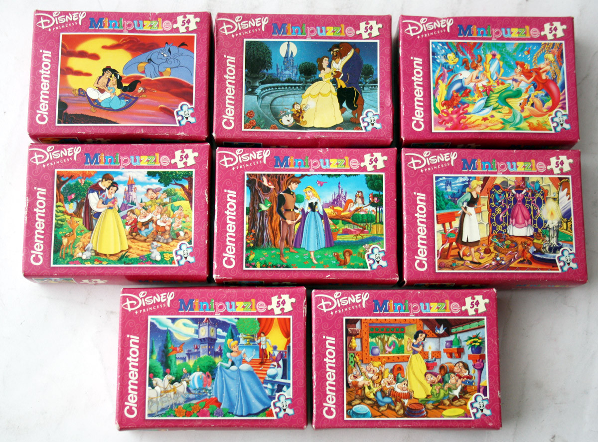 8X DISNEY PRINCESS MINI PUZZLE 54 PCS ALADDIN BEAUTY BEAST SNOW