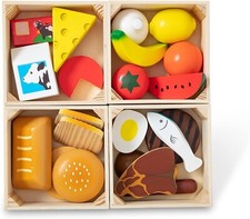 Melissa Doug Food Groups Wooden Educational Toys 21pc 4 Crates Hand Painted