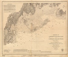 1860 Harbors of Captains Island US Survey Nautical chart Coastal Map Wall Poster