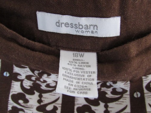 Women's Brown & White A Line Skirt Size 18W Side Zip Pleated Flowy Office Work - Picture 3 of 7