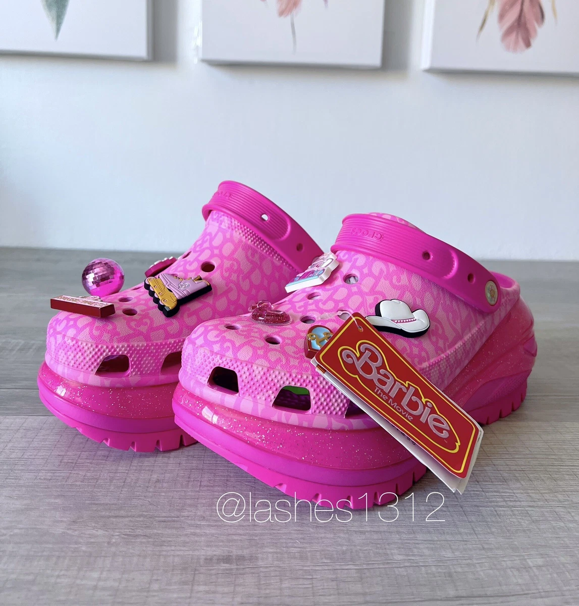 CROCS x BARBIE Movie Mega Crush Clogs Platform Shoes - Electric Pink-  Women’s 9