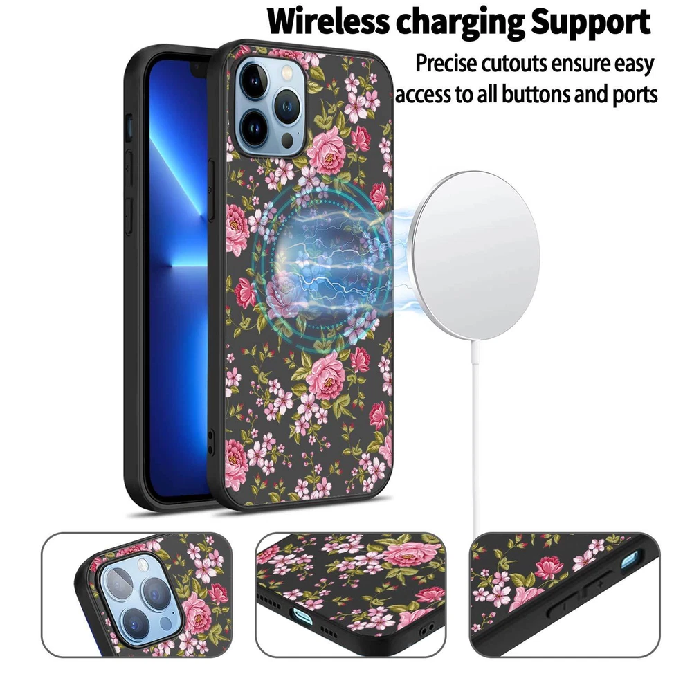 Phone Case For Apple iPhone 14 Pro Max 13 12 15 Flower Lace Protective TPU Cover