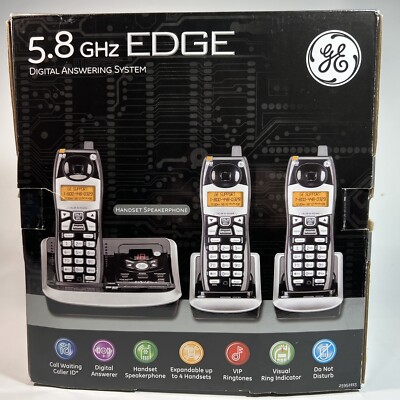 GE 5.8 GHz EDGE Cordless Digital Phone Two Handset System New Open Box