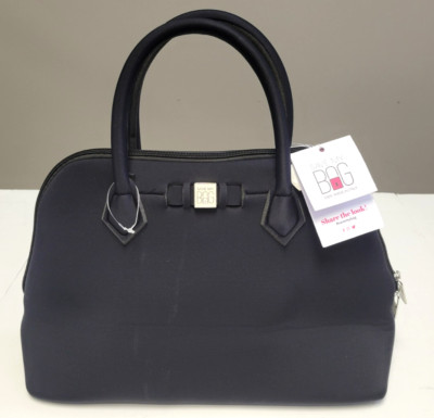 $175 New SAVE MY BAG Princess Midi Tote Bag Open Top Black Neoprene ITALY