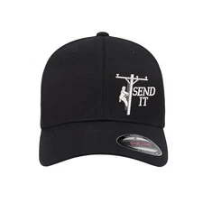 Send It Distribution Lineman Logo Embroidered Flexfit Fitted Ball Cap