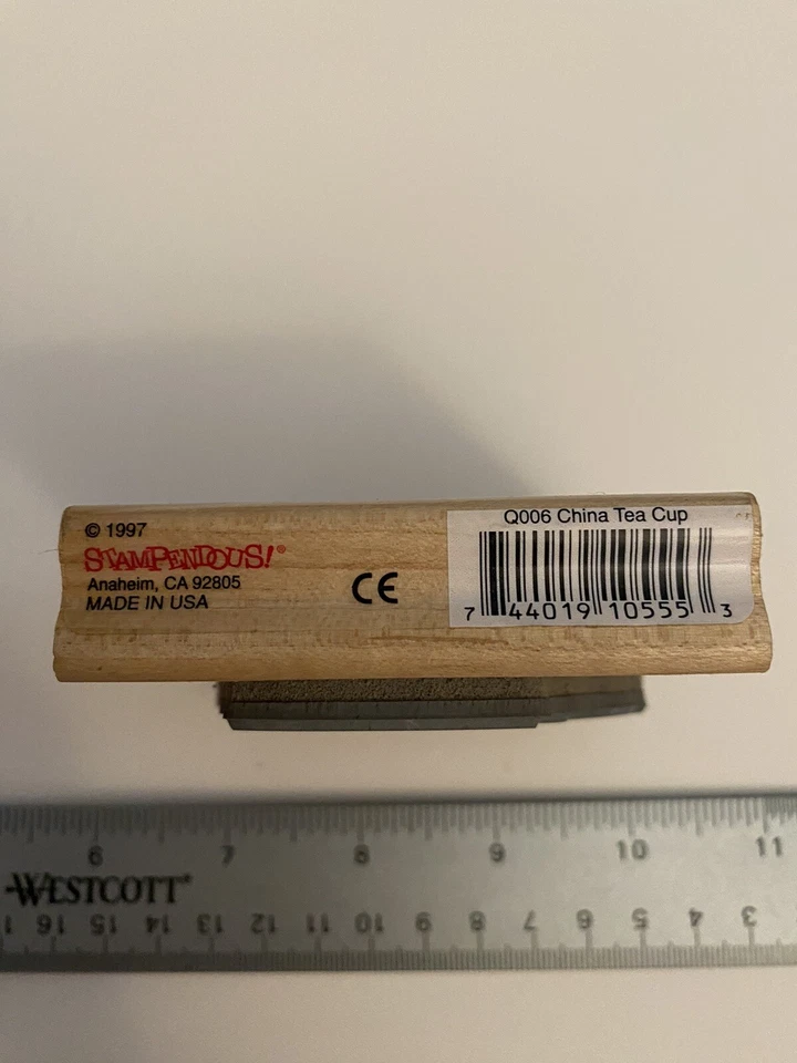 Stampendous Q006 China taza de té sello de goma montado en madera RS28 Foto 4 de 4