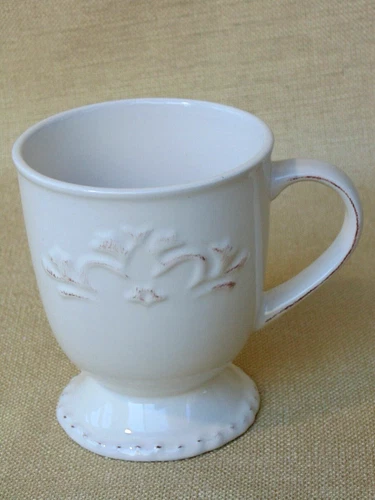 Better Homes & Garden MUG Medallion Wreath Cream Mist White Ivory Cup NEW Mint!