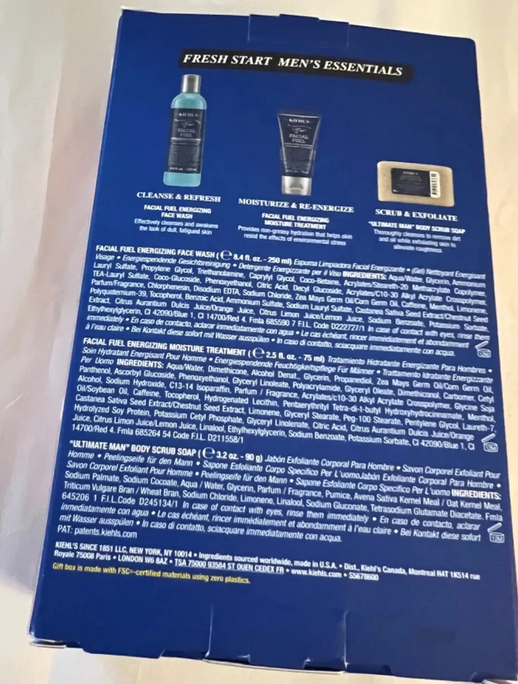 Juego esencial de 3 piezas para hombre Kiehl's Fresh Start Jabón hidratante lavado facial en 1 caja Foto 2 de 2