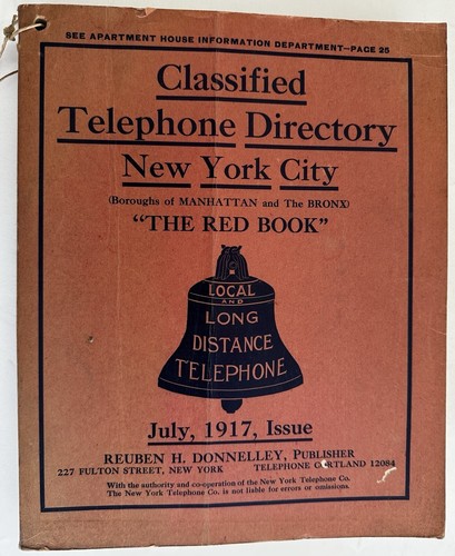 New York City Manhattan 1917 Rare early urban phone book! great advertising - Picture 2 of 22