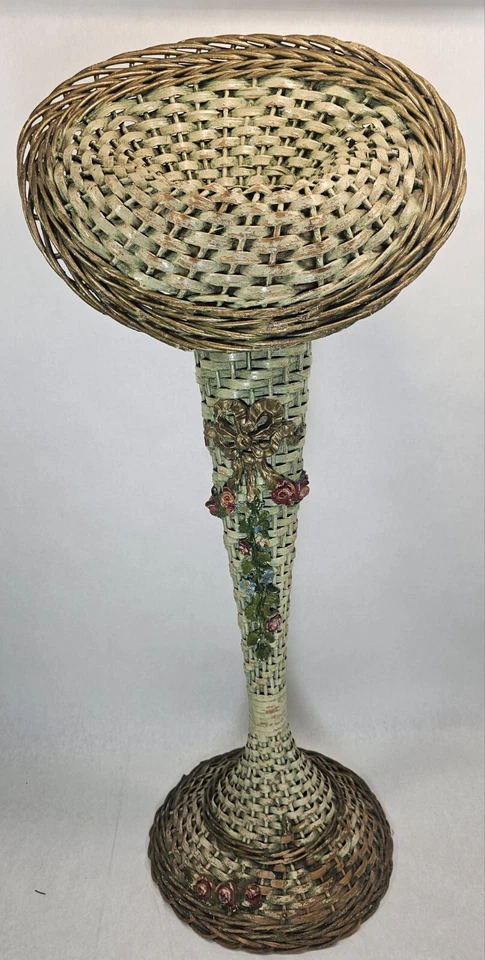 c.1900's BARBOLA GESSO ROSES VASO TROMPETE DE VIME GRANDE SUPORTE 34 polegadas EVENTO DE CASAMENTO  - Imagem 2 de 4