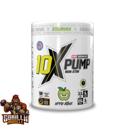 10XATHLETIC 10X Pump Non Stim Pre Workout 600g - Muscle Pump Supplement by 10X Athletic