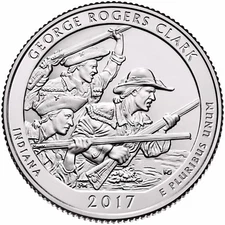 2017-P GEORGE ROGERS CLARK, IN "ATB" NATIONAL PARK QUARTER 1-COIN BU FREE SHIPP