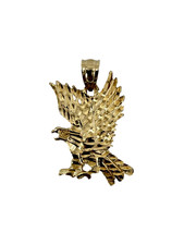 18K Yellow Gold Eagle Pendant Diamond Cut Bir...