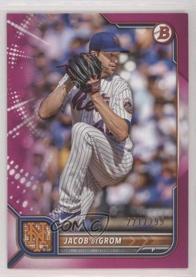 2022 Bowman Fuchsia Border 221/299 Jacob deGrom #7 uk2