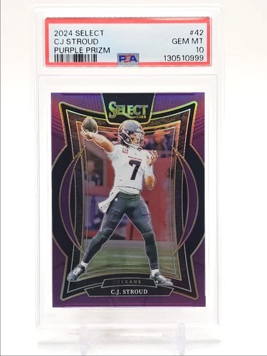 C.J. STROUD 2024 SELECT CONCOURSE PURPLE PRIZM TEXANS #42 /75 PSA 10 Q2278