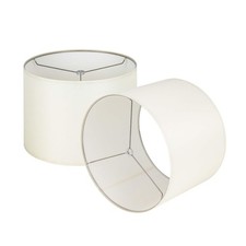 Cream White Set of 2 Drum Lampshades, Easy Assembly Required 14" Top x 14" Bo...