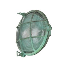 Applique da esterno ottone vetro massiccio marittimo Ø 21 cm E27 IP64 Grüna antico