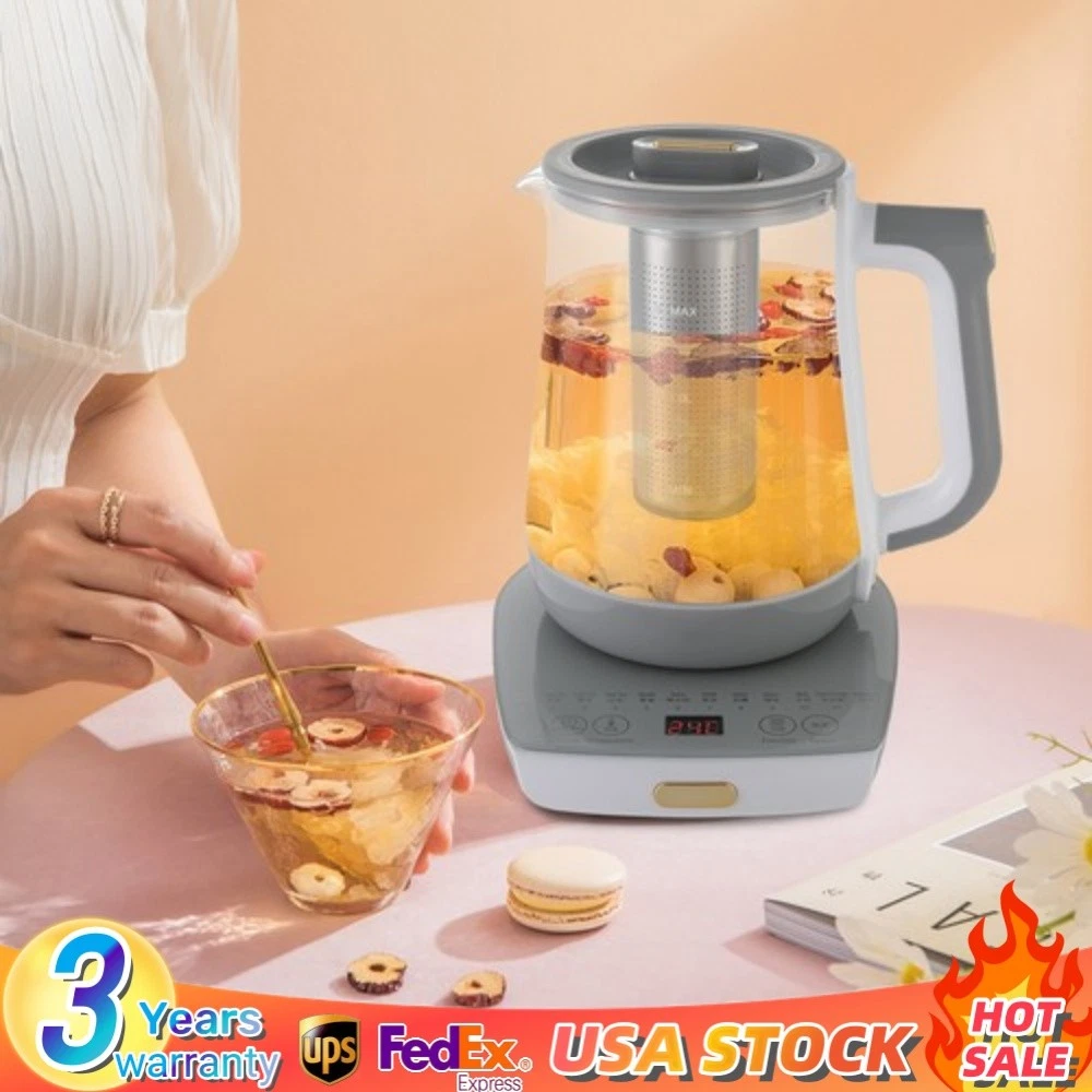 800W 1.8L Electric Kettle Glass Water Boiler Fast Boiling Tea Kettle 40-90°C