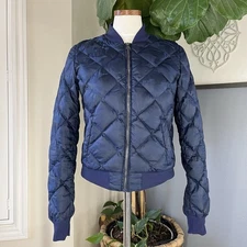 Alo Yoga Idol Bomber Jacket Blue Camo Quilted Down XS? Lightweight GUC
