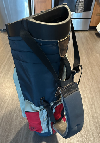 Vintage Sun Mountain golf carry bag: single strap, Navy/Red/Gray, 4-way - Picture 3 of 5