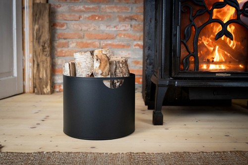Kosz na drewno kominkowe 33 x 26 cm metal czarny malowany proszkowo kosze drewniane belki na drewno - Zdjęcie 19 z 20