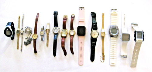 Mixed Lot 16 Watches UNTESTED assorted brands Decorative & Leather Bands