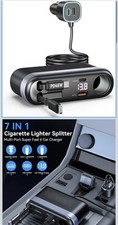 7 in 1 Multi-Port Fast Charge Car Cigarette Lighter Splitter PD45W LED Display