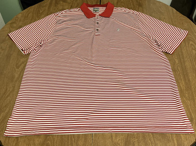 IZOD Men's Golf Polo Shirt, Sz 2XLT, Red/White Striped, EXCELLENT (770)