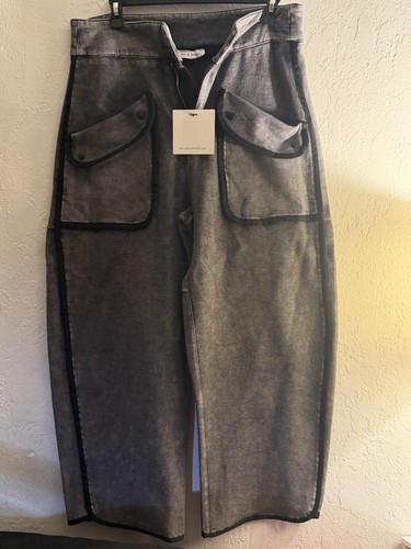 New Aaron and Amber Light Grey Button Barrel Pants Women's