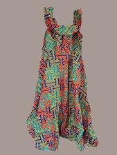 Handmade Colorful African Geometric Pattern Dress. 100 Wax Cotton