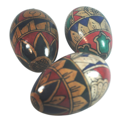 2 x bemalte Eierstreuer aus Holz Ganza Bali Indonesien Fair Trade verschiedene Designs