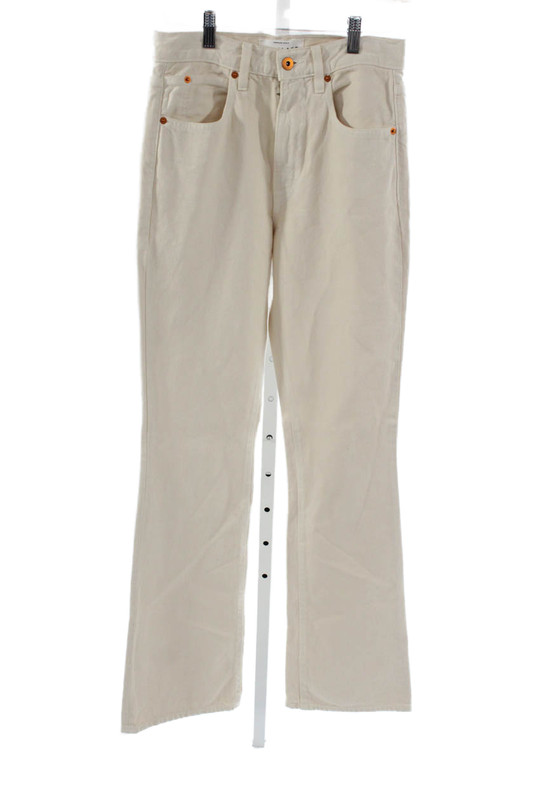 Slvrlake Unisex Beige High Waist Chino Khakis Cotton Button Inseam 32 Size 26